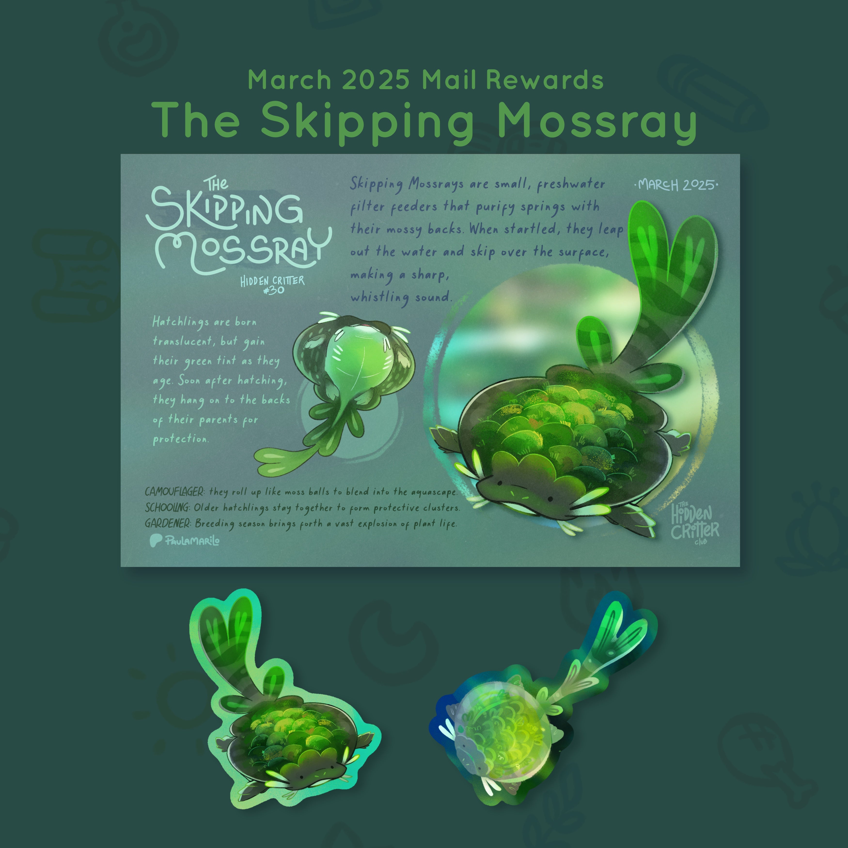 Critter n.º 30 - Skipping Mossray - Recompensas de marzo de 2025