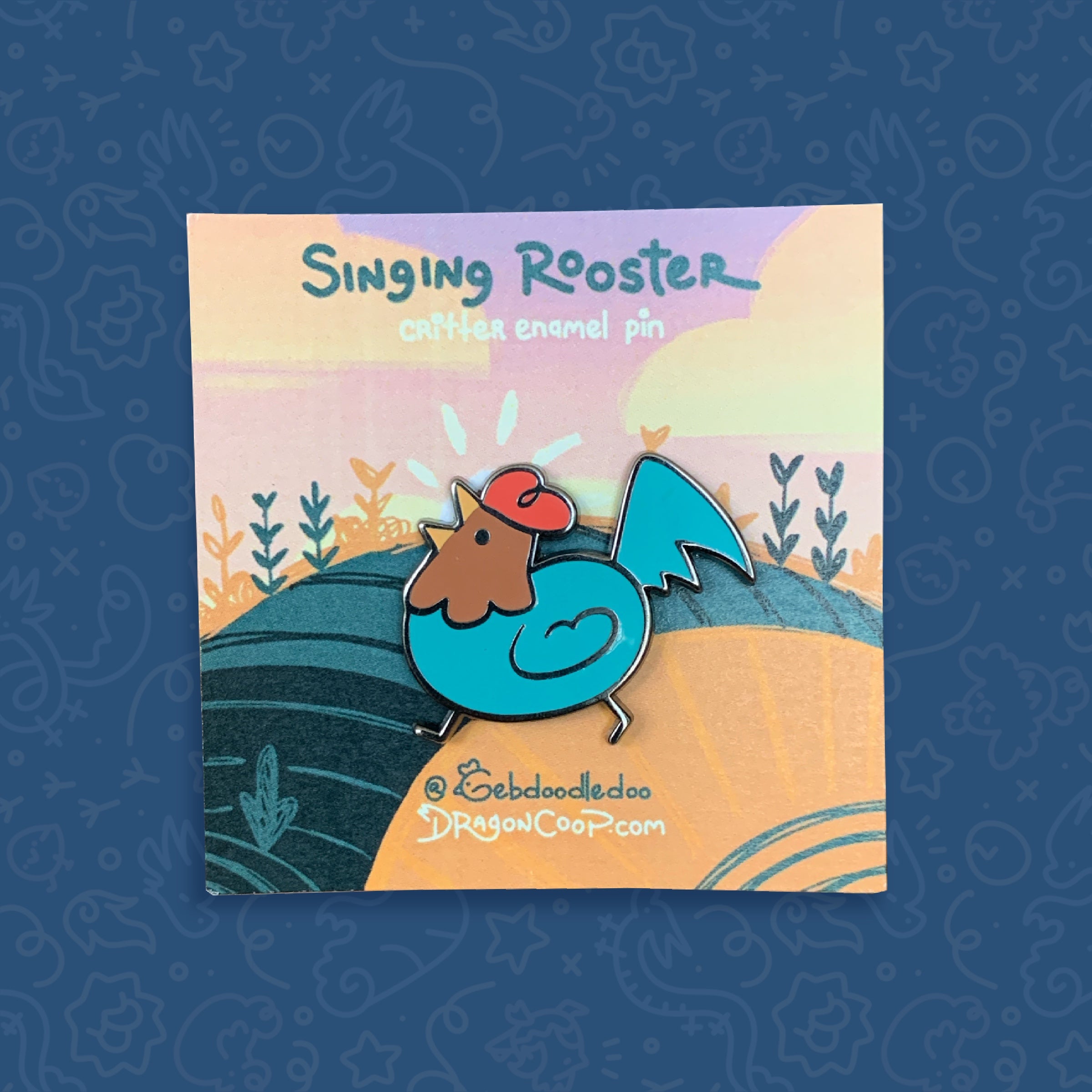 Singing Rooster Enamel Pin