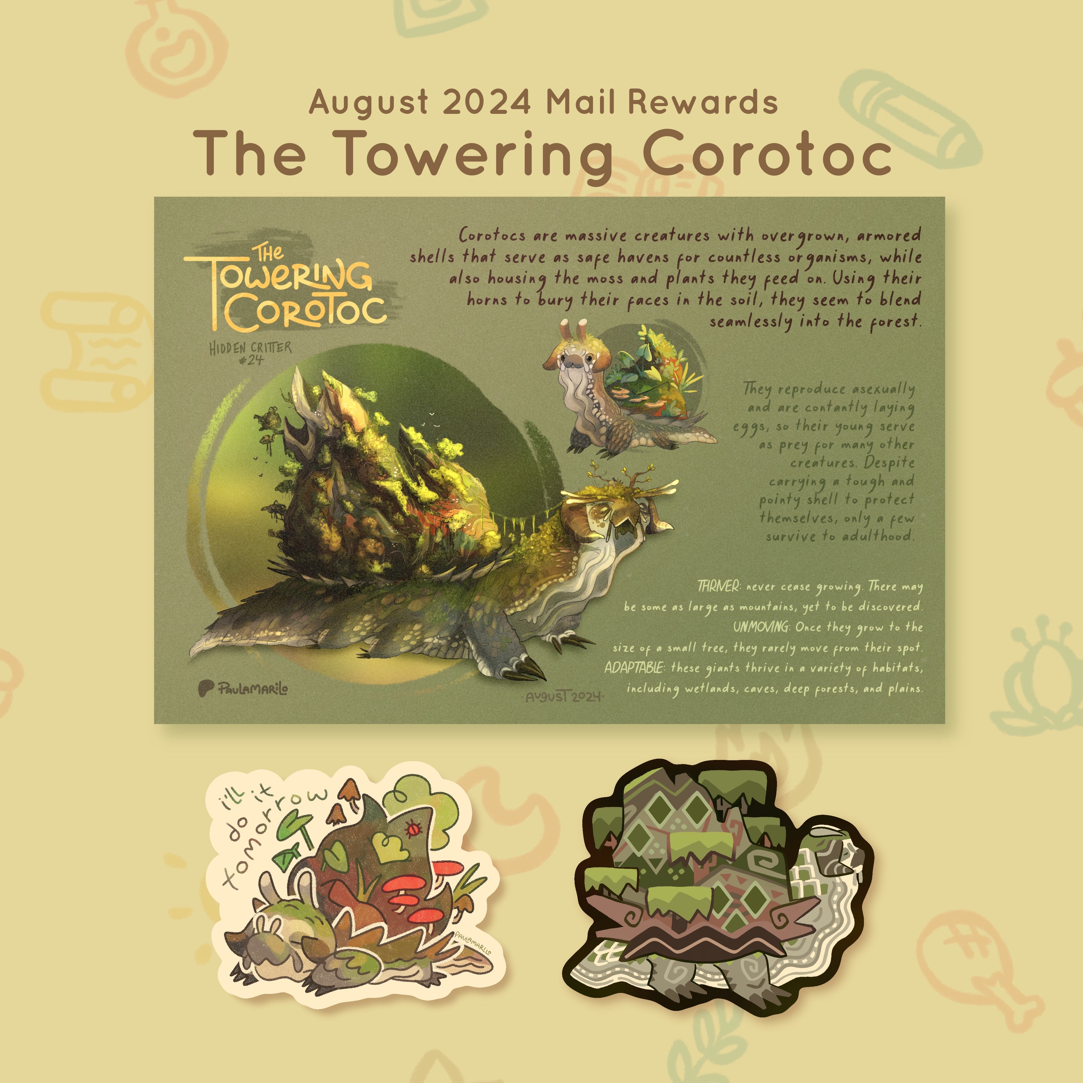Critter #24 - Corotoc Imponente - Recompensas de agosto de 2024