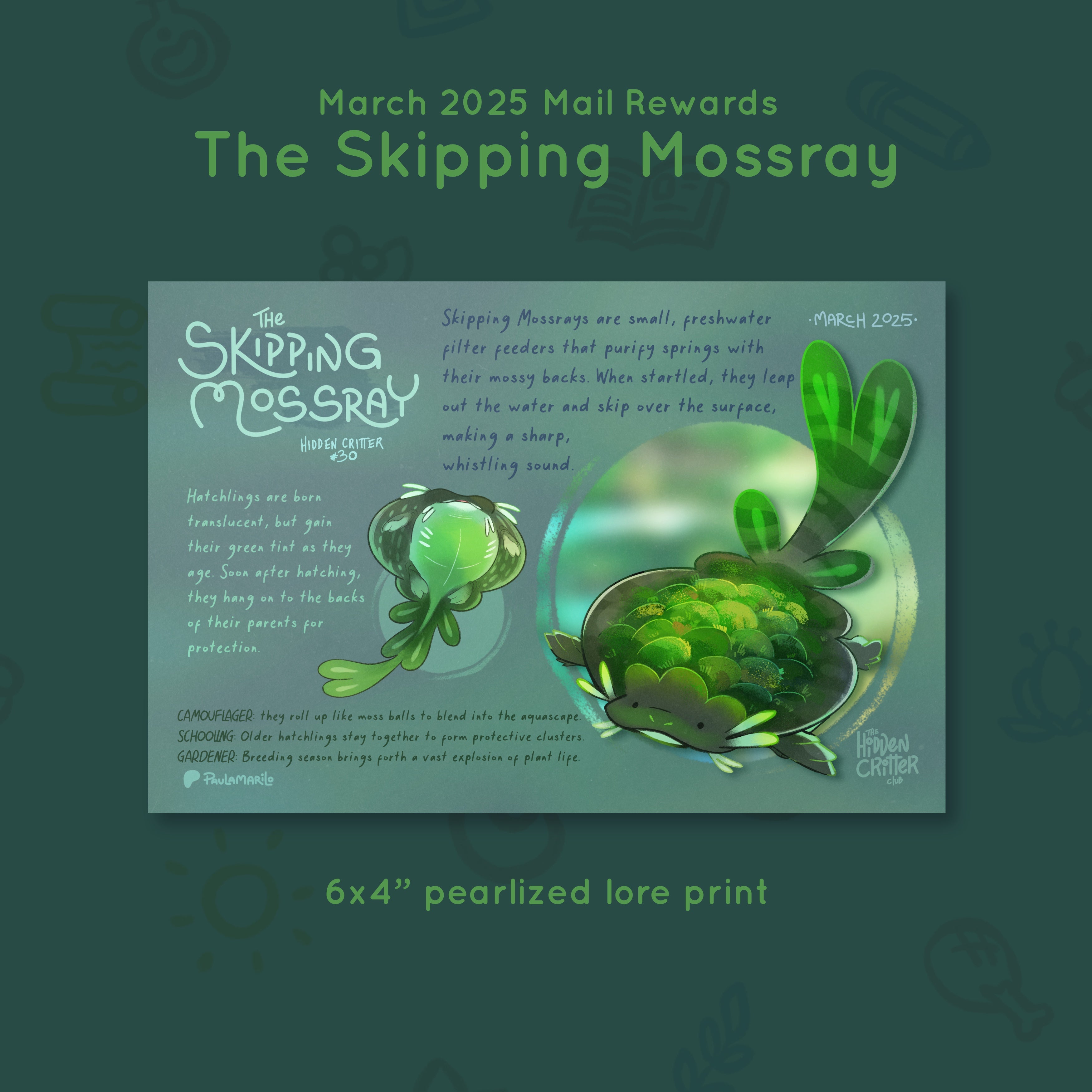 Critter n.º 30 - Skipping Mossray - Recompensas de marzo de 2025