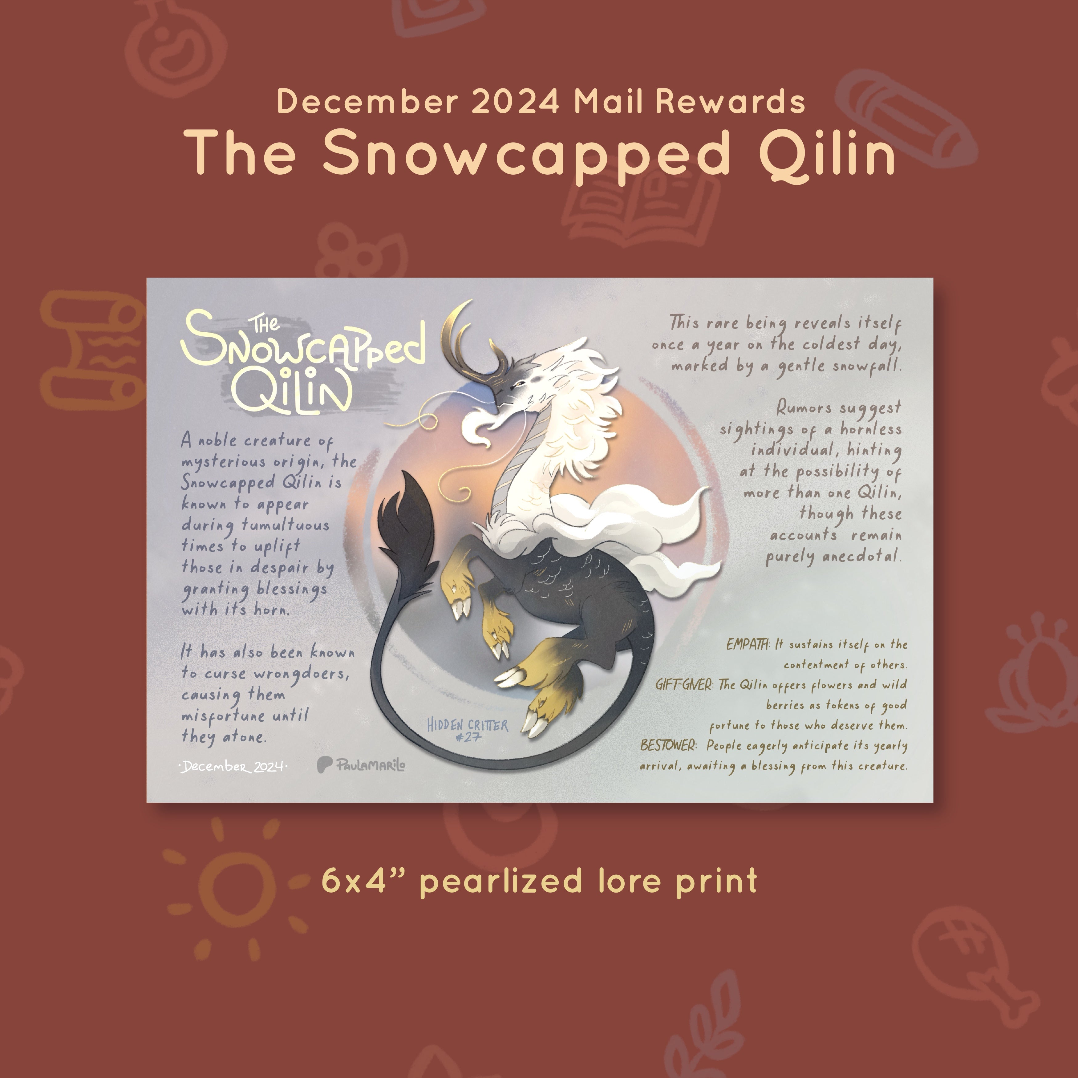 Criatura #27 - Qilin nevado - Recompensas de diciembre de 2024