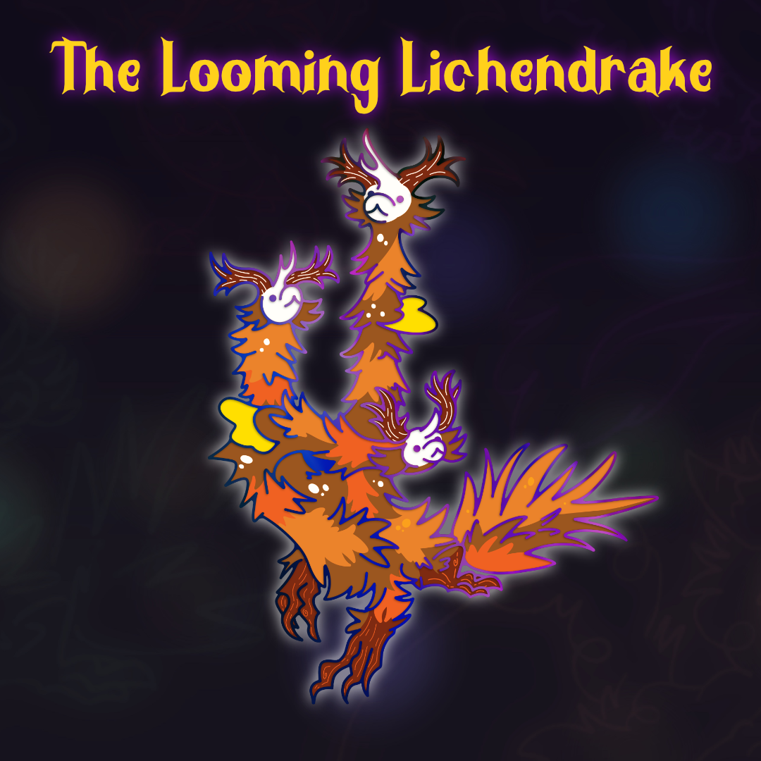 Rainbow Lichendrake Glowy Enamel Pin
