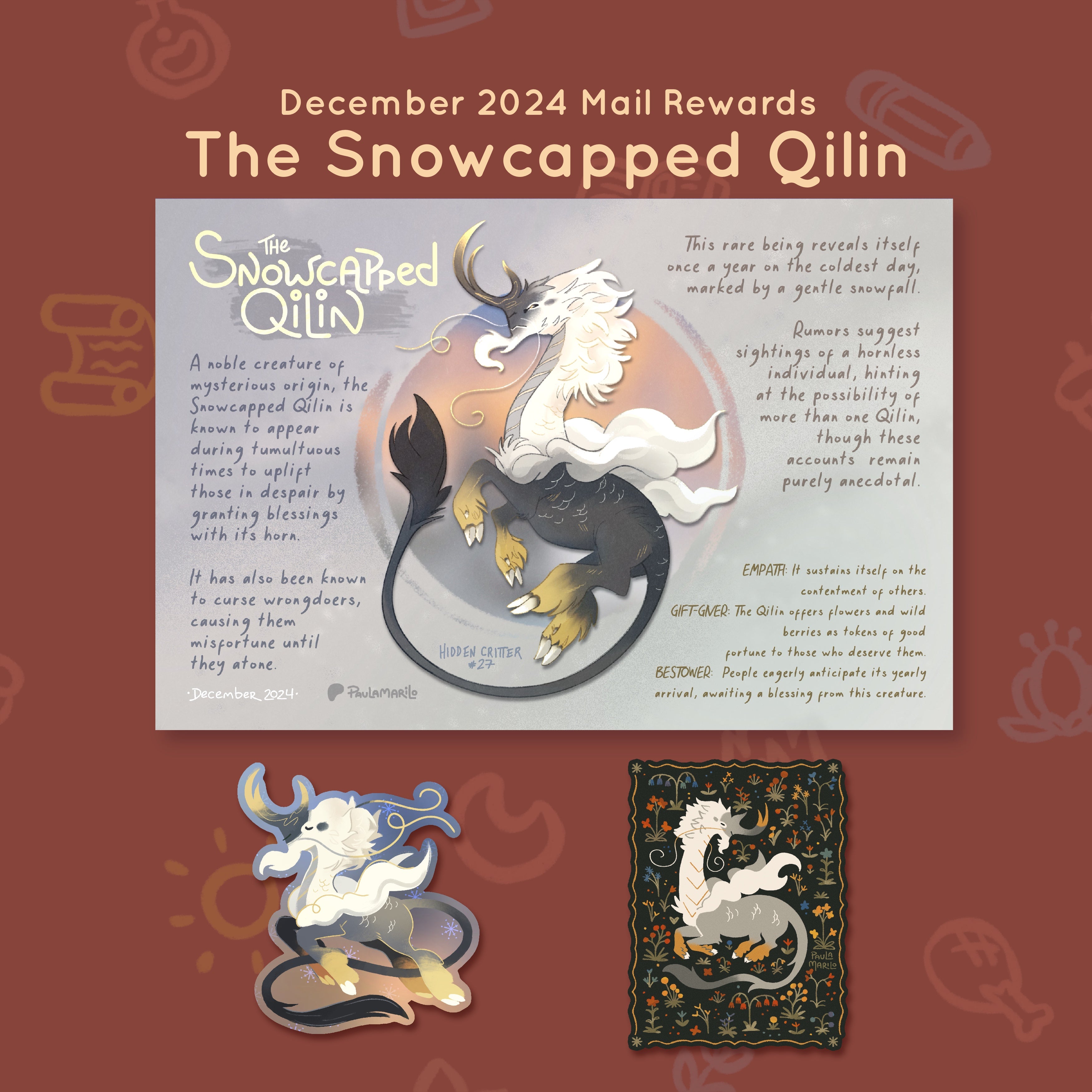 Criatura #27 - Qilin nevado - Recompensas de diciembre de 2024