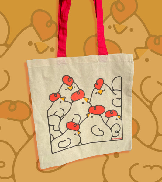 Chicken Flock Organic Cotton Tote Bag