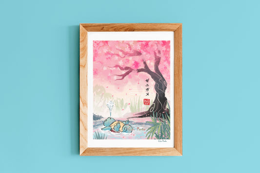 Sakura Squirtle Art Print