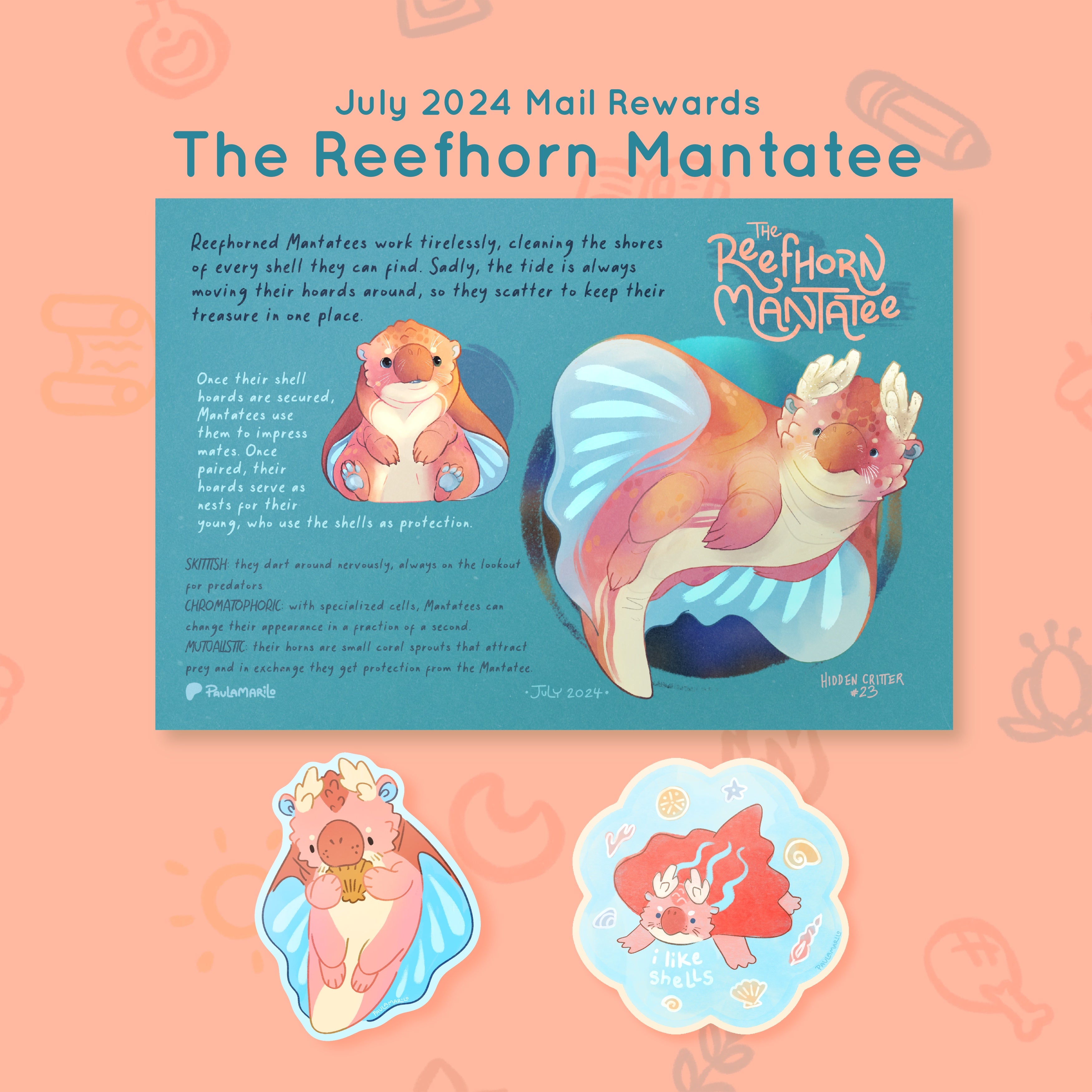 Critter #23 - Reefhorn Mantatee - July 2024 Rewards