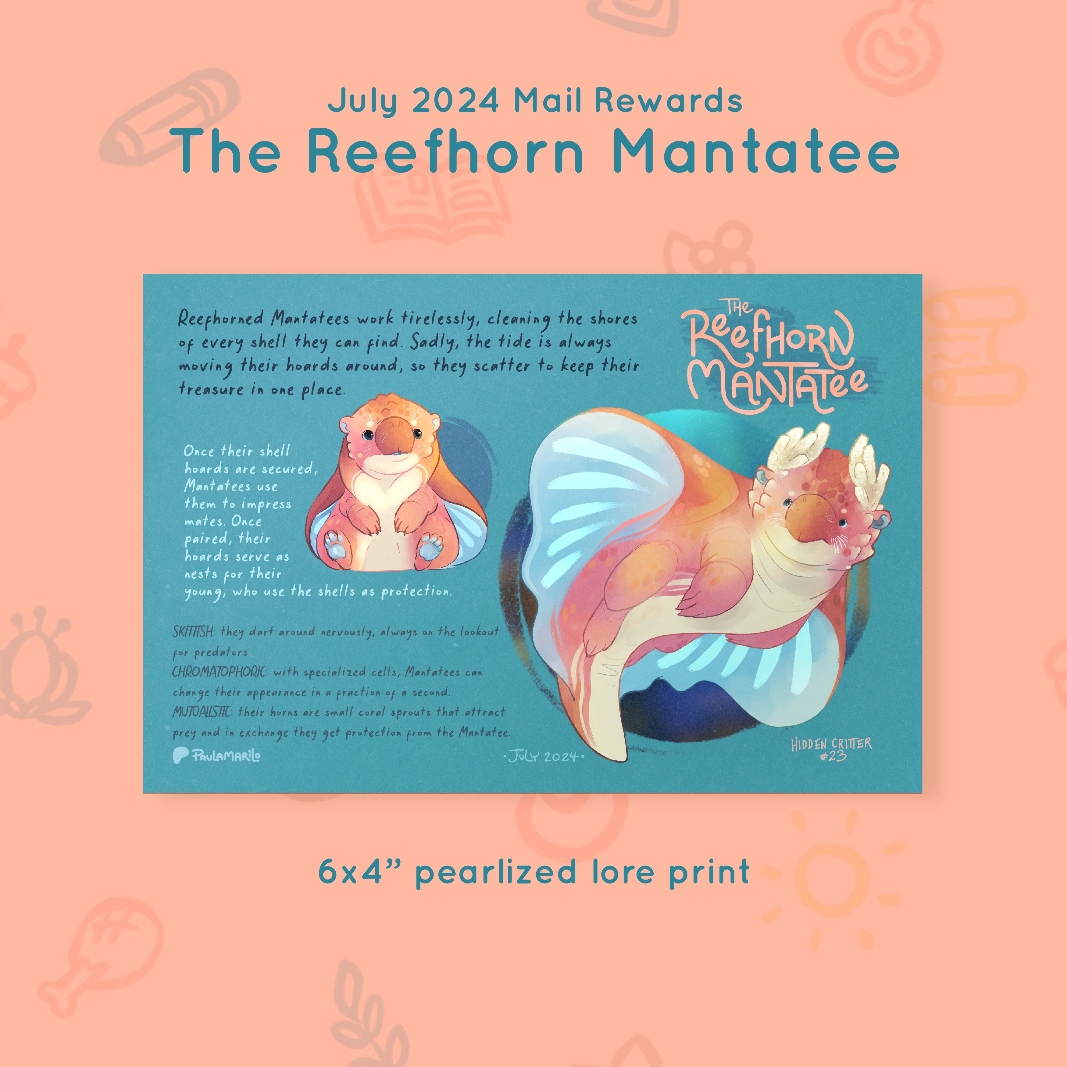 Critter #23 - Reefhorn Mantatee - July 2024 Rewards