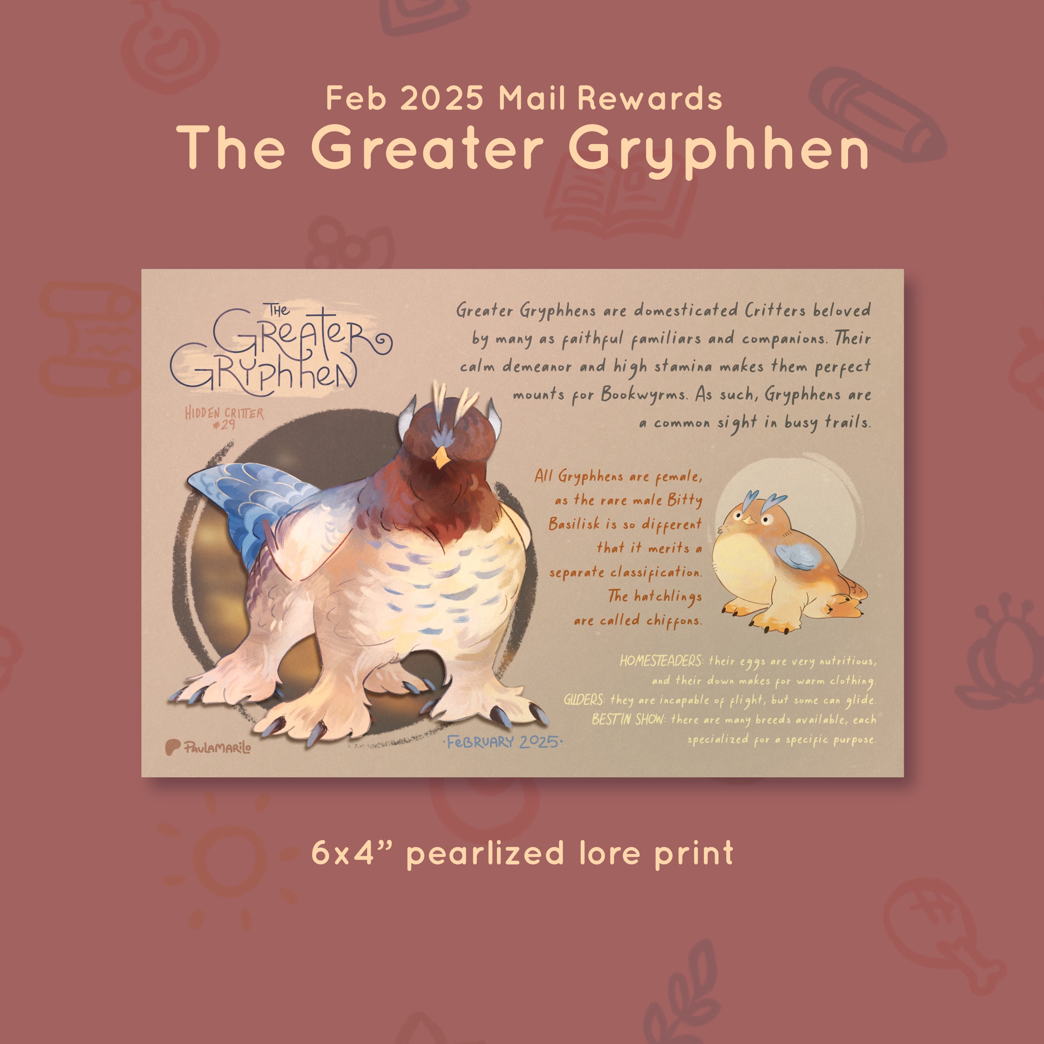 Critter #29 - Greater Gryphhen - February 2025 Rewards