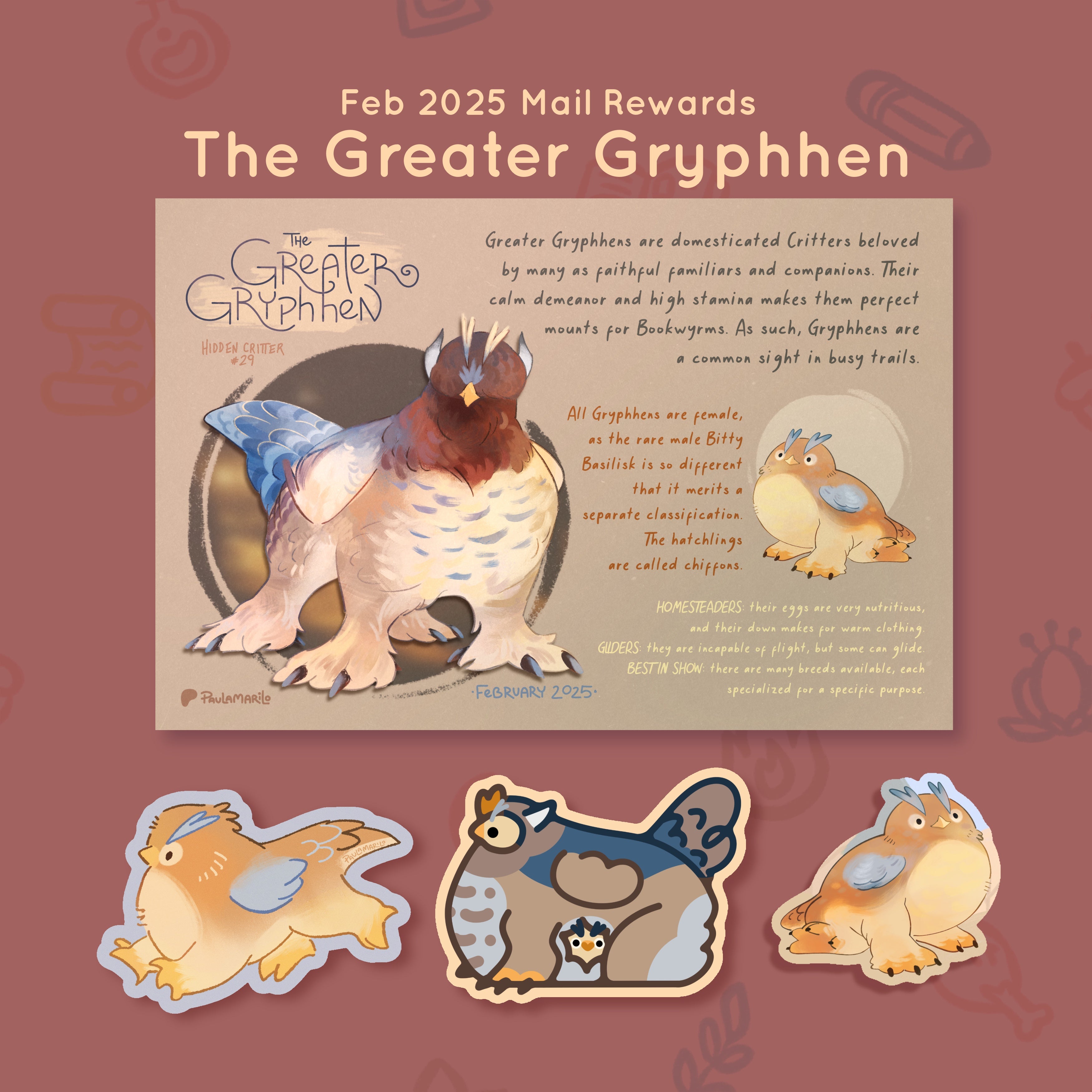 Critter #29 - Greater Gryphhen - February 2025 Rewards