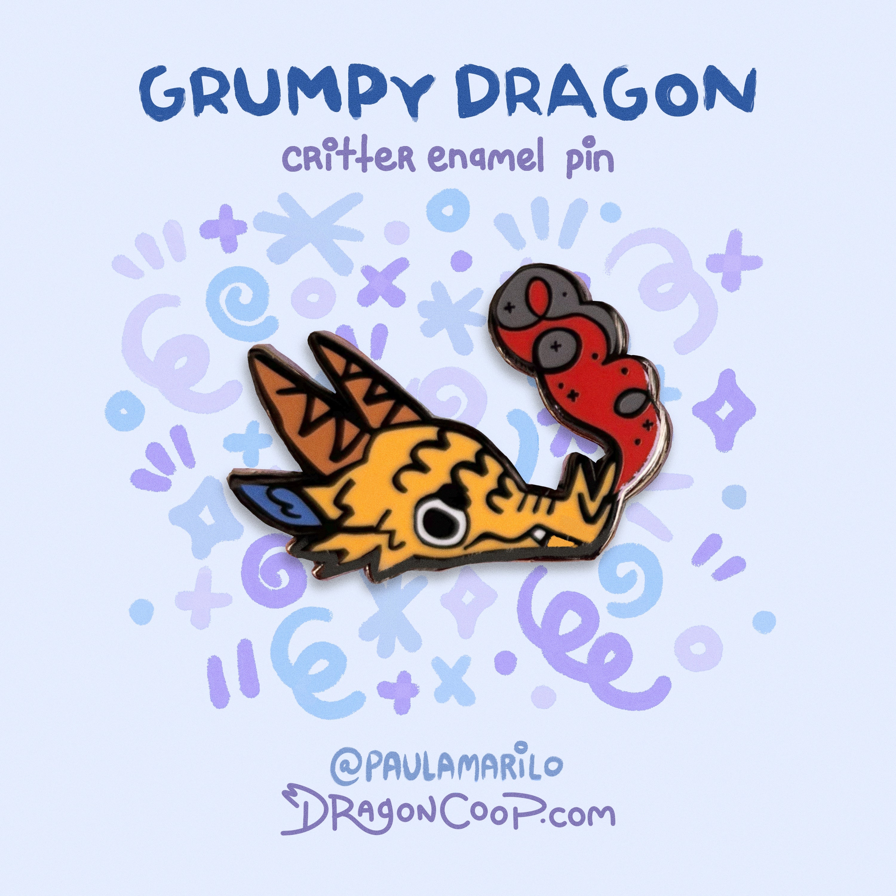 Grumpy Yellow Dragon Enamel Pin