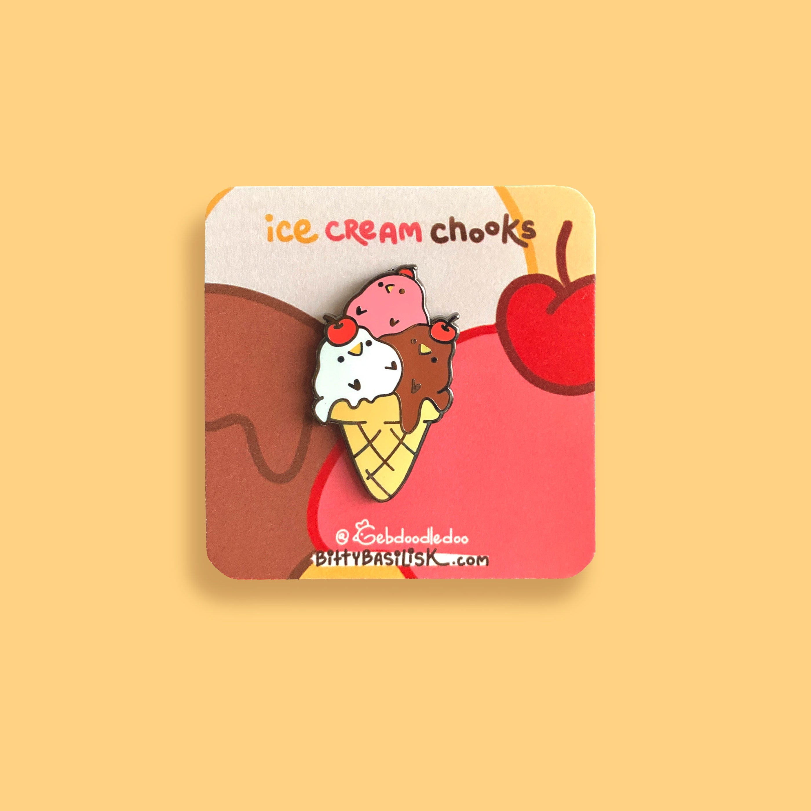 Ice Cream Chook Sundae Enamel Pin