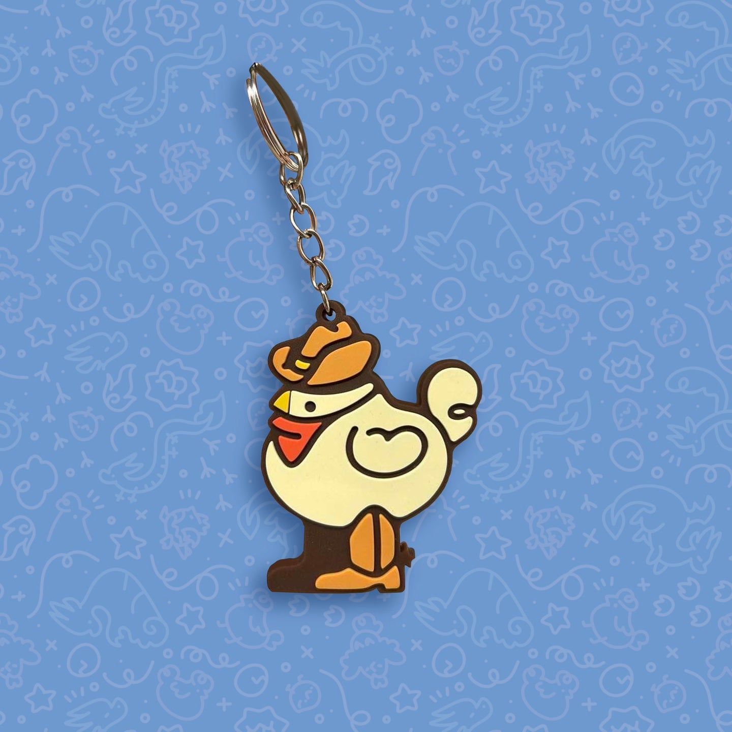 Cowboy Chook Rubber Keychain