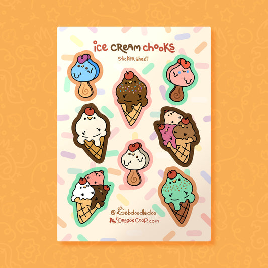 Ice Cream Chooks Vinyl Sticker Sheet