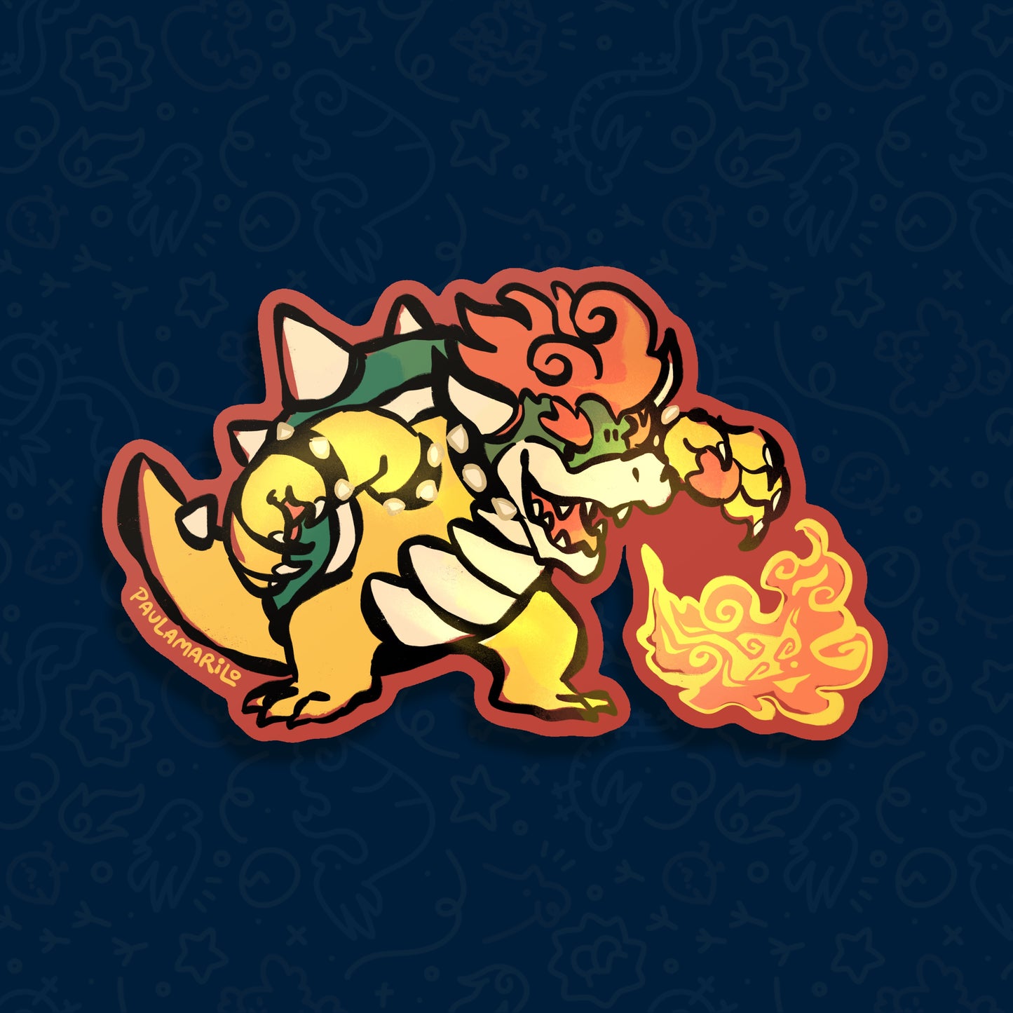 Bowser Fire Vinyl Sticker