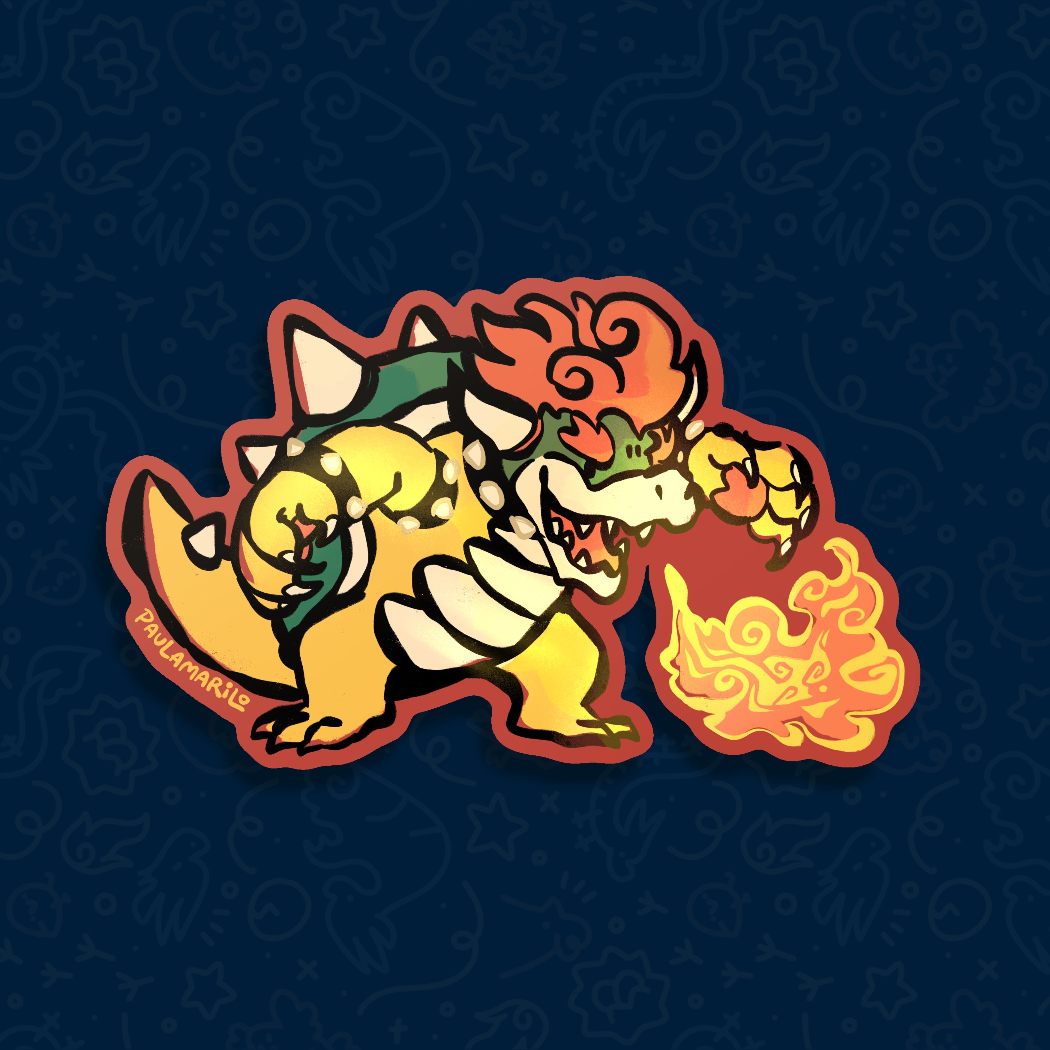 Bowser Fire Vinyl Sticker