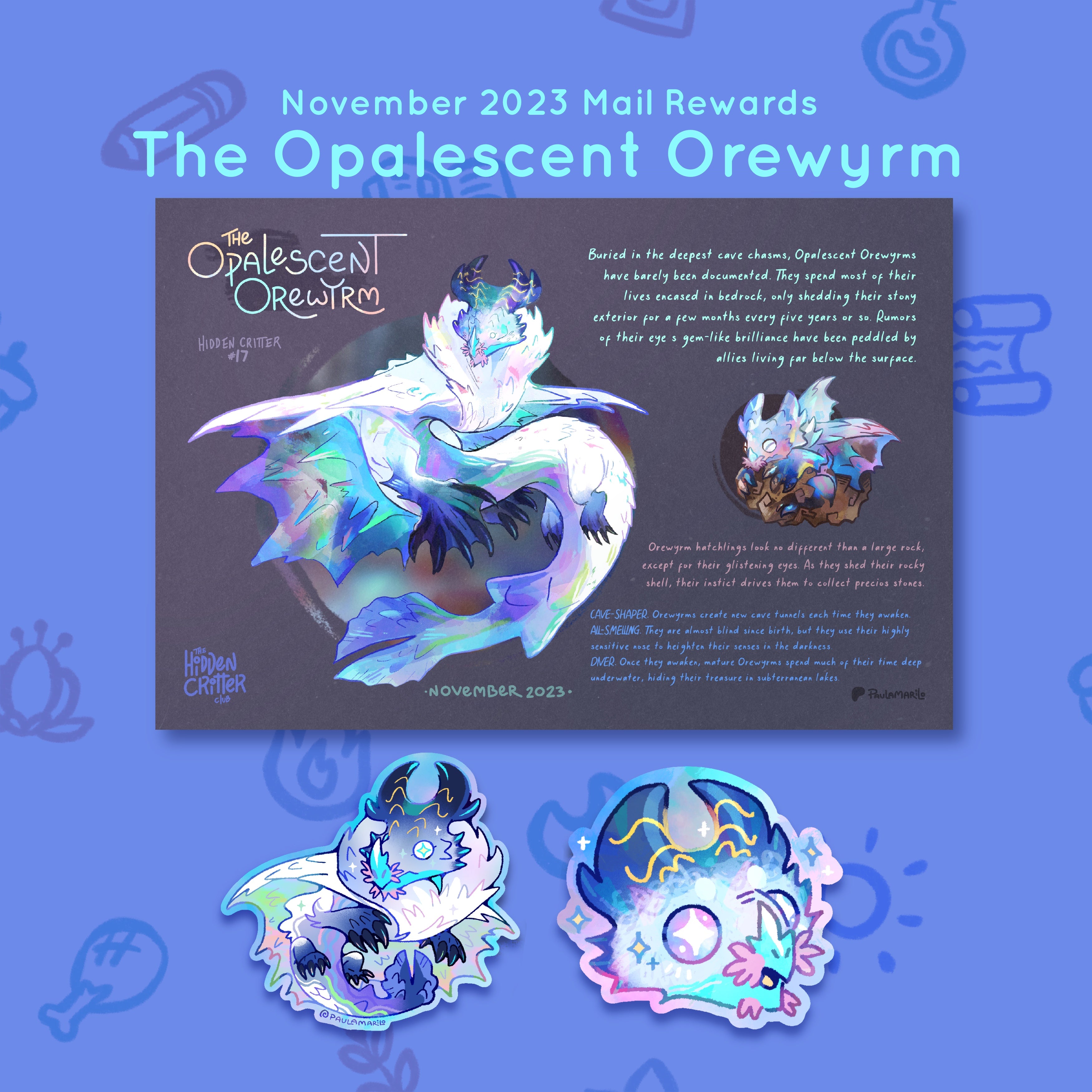Critter #17 - Opalescent Orewyrm - November 2023 Rewards