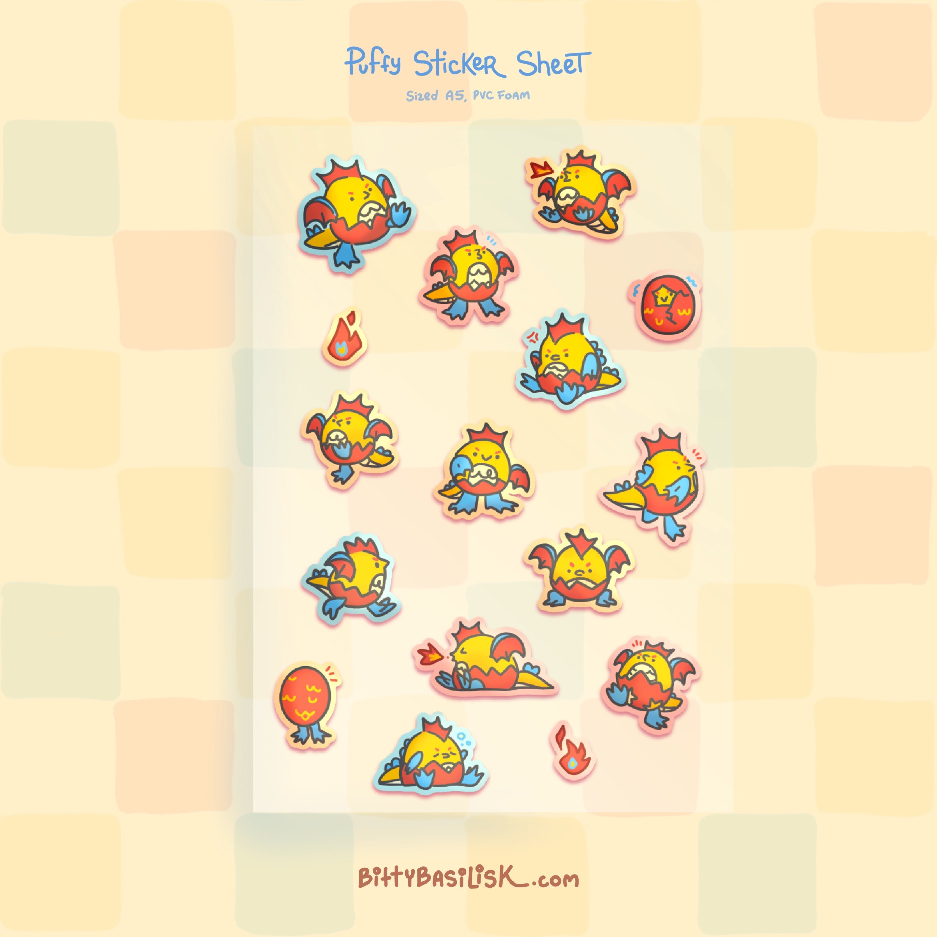 Bitty Basilisk Puffy Sticker Sheet